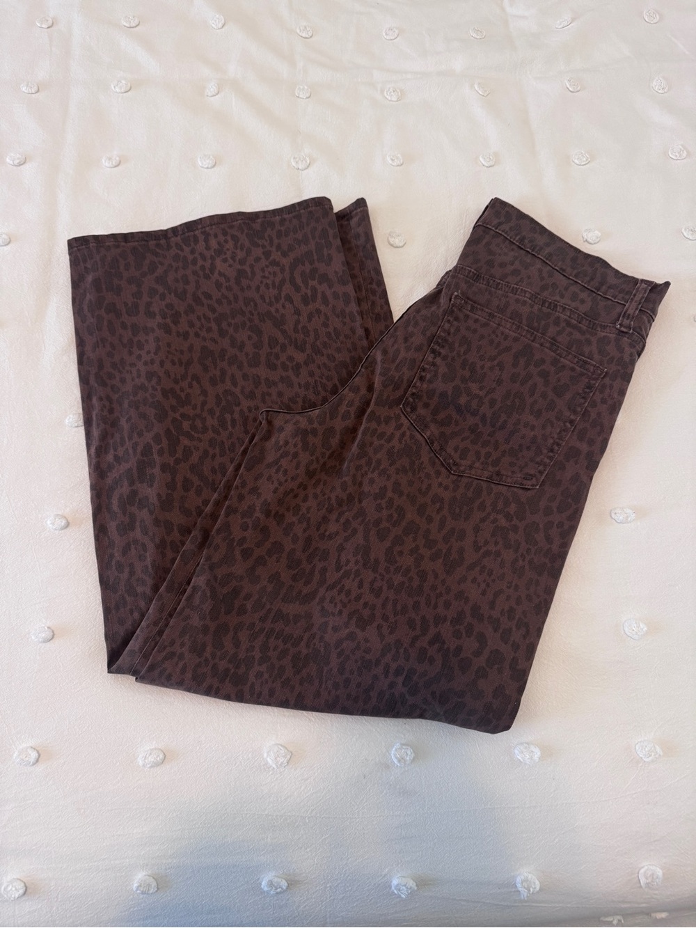 GAP Women's Brown Leopard-Print Wide Leg Jeans
